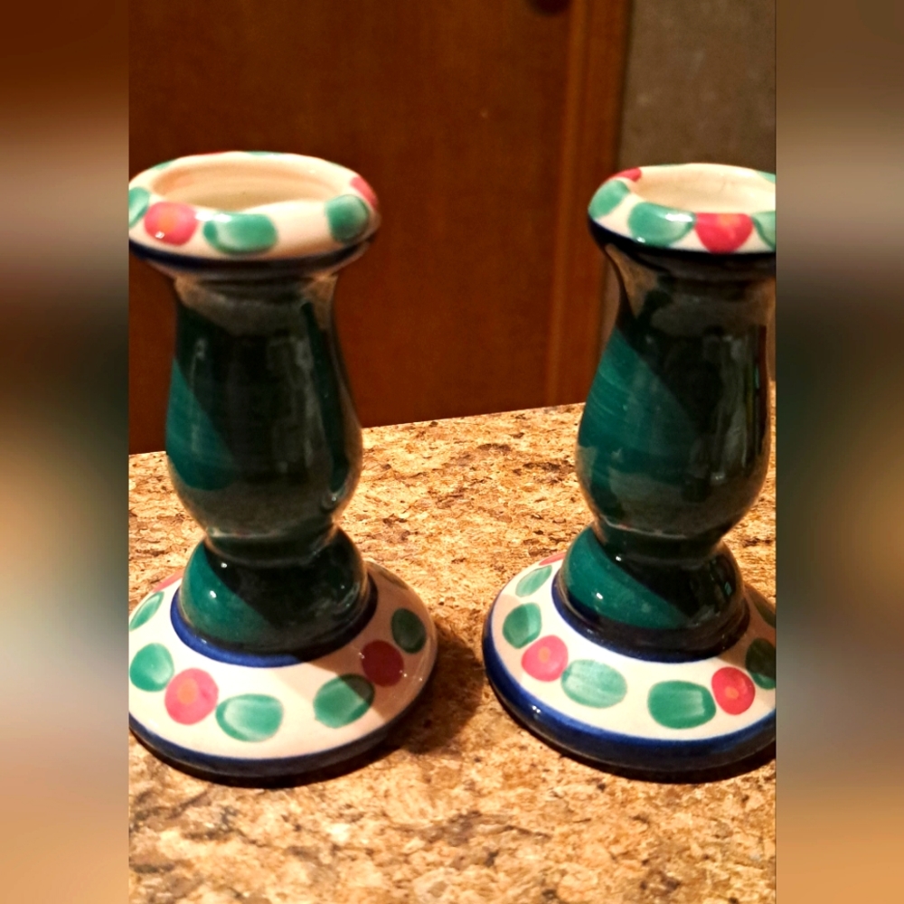 Gorgeous Signed Gail Pittman Juniper Candlestick Holders 4 Inches Small